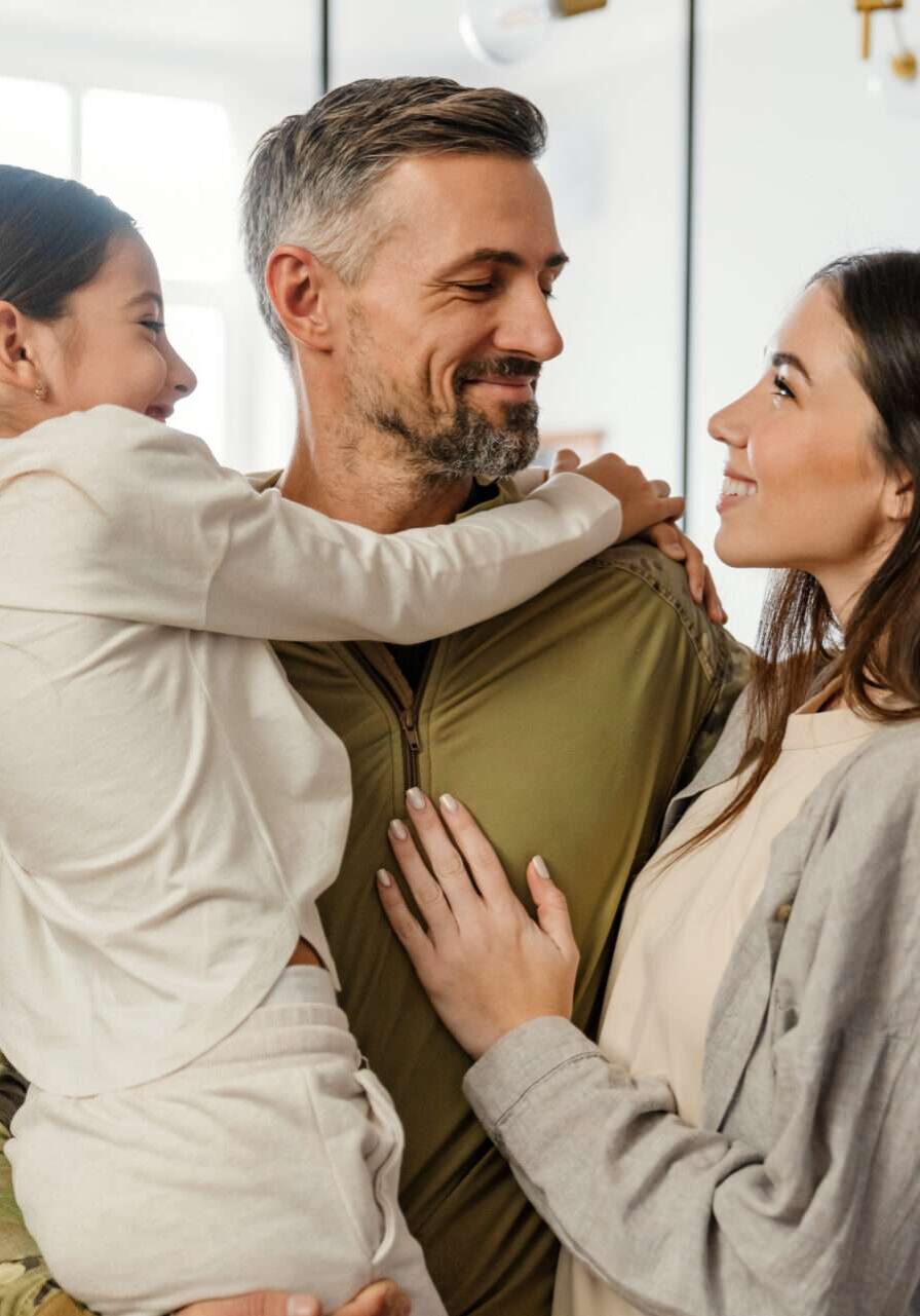 Happy couple with military husband. Emotionally Focused Couples Therapy (EFT) Reno