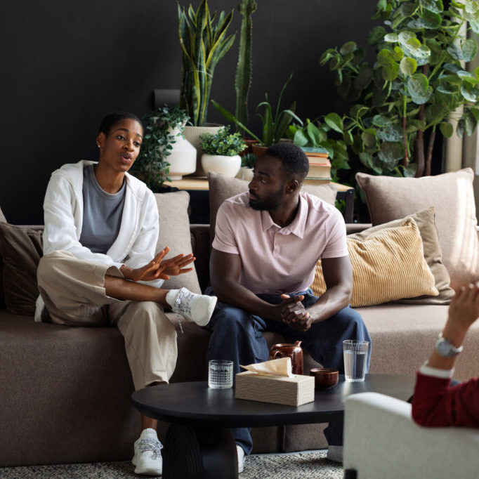 Marriage problems young Black couple in Reno having serious discussion about relationship issues